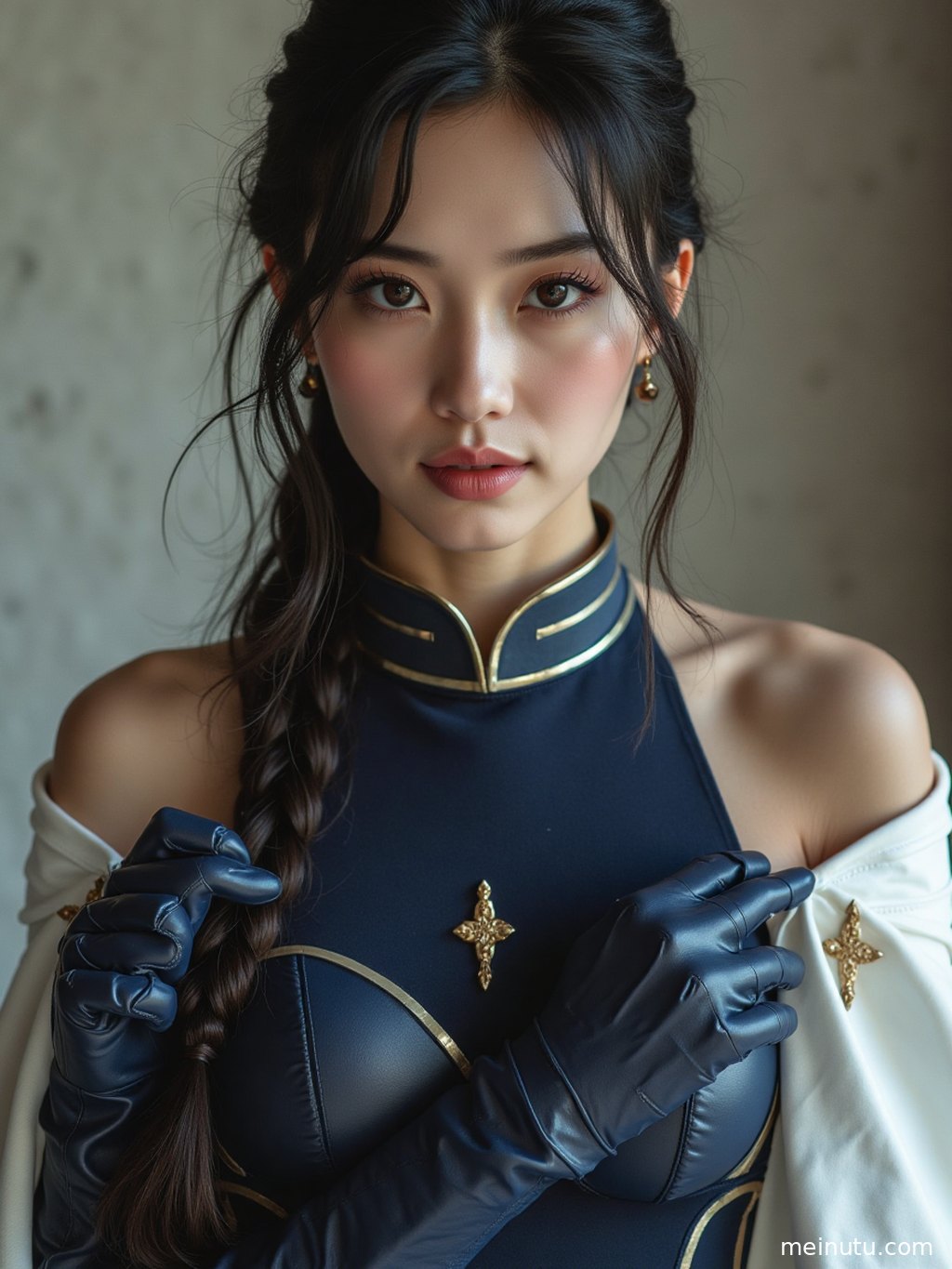 光影在Cosplay服装上跳跃，庭院的自然气息与服装设计巧妙融合，营造出别样的视觉享受。