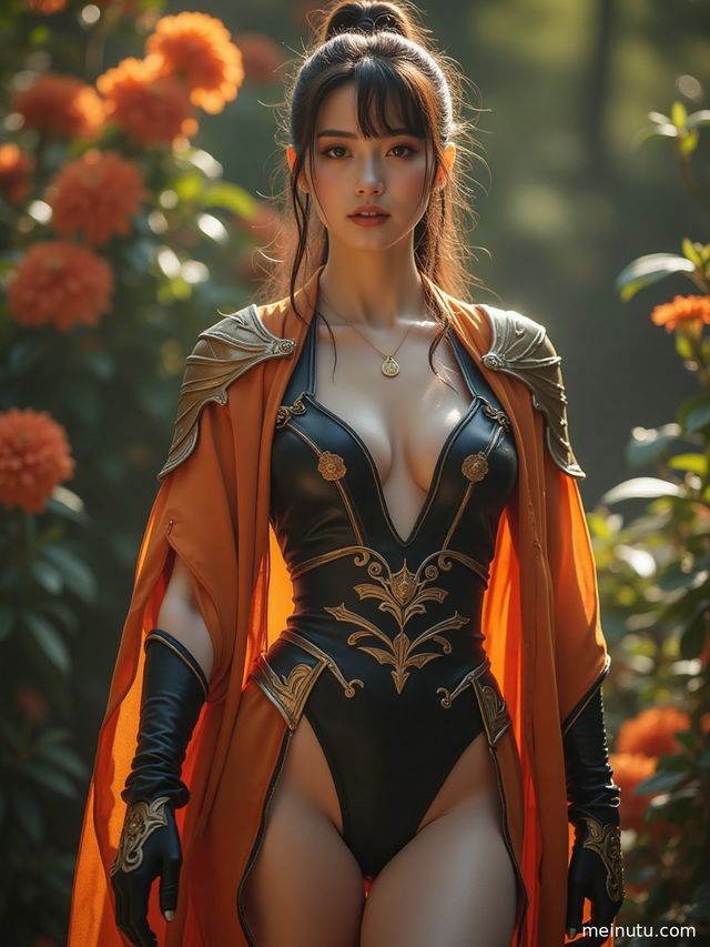 身着动漫Cosplay服装的成年女子在海边沙滩上回眸一笑，柔和逆光勾勒出迷人轮廓。