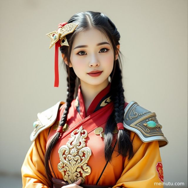 Adult fantasy character woman bathed in natural seaside light, close-up portrait.