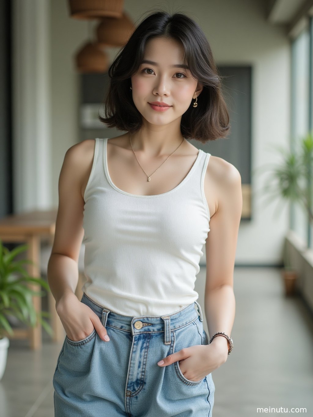 Adult women in street photography, with warm tones creating a cozy ambiance, paired with trendy outfits, the full-body images are full of life.