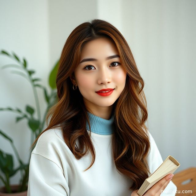 身着休闲服饰的亚洲成年女子在街道上，暖色侧光勾勒出迷人轮廓。