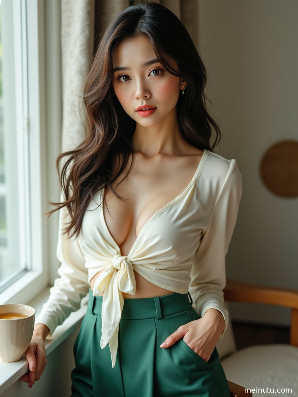自然光勾勒出重庆美女的侧影，画面干净纯粹，充满生活气息。