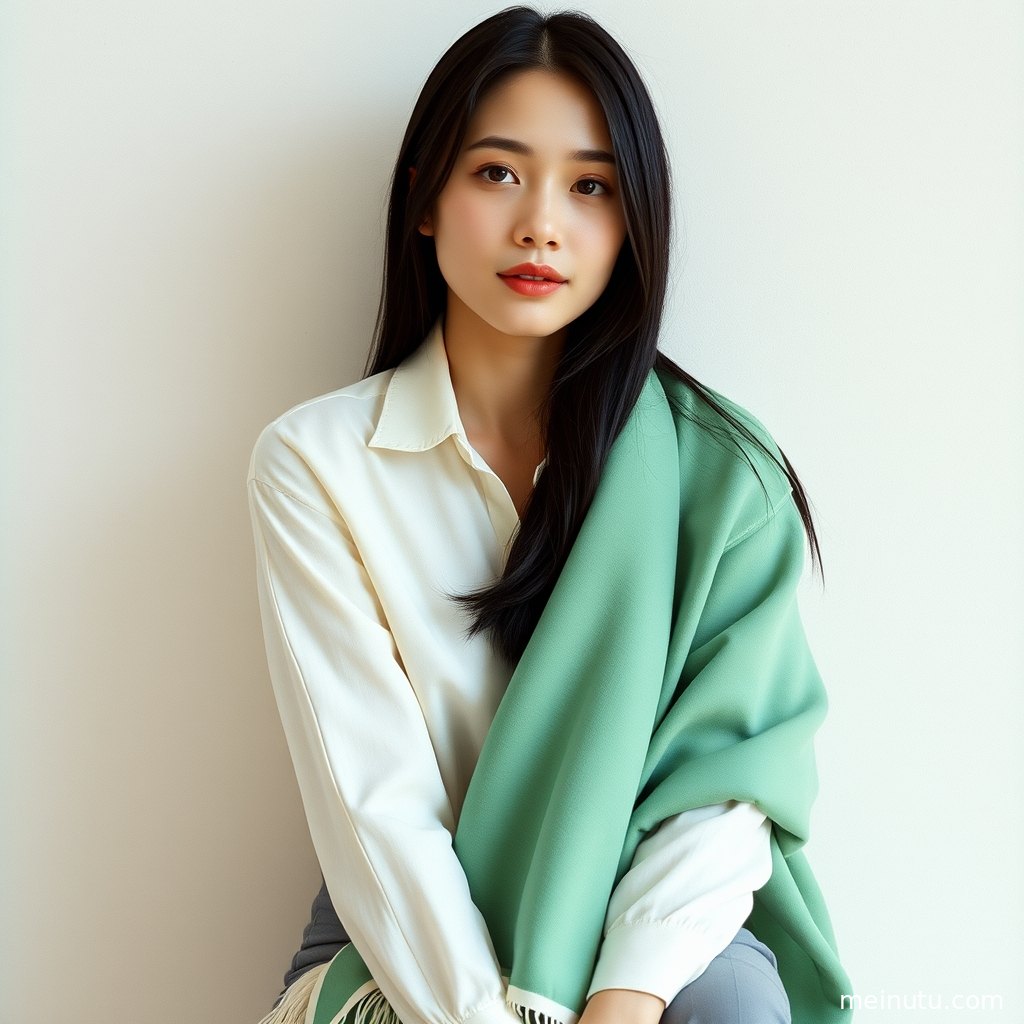 晨光下成年女性面部近景，阴天漫射光勾勒柔和轮廓。