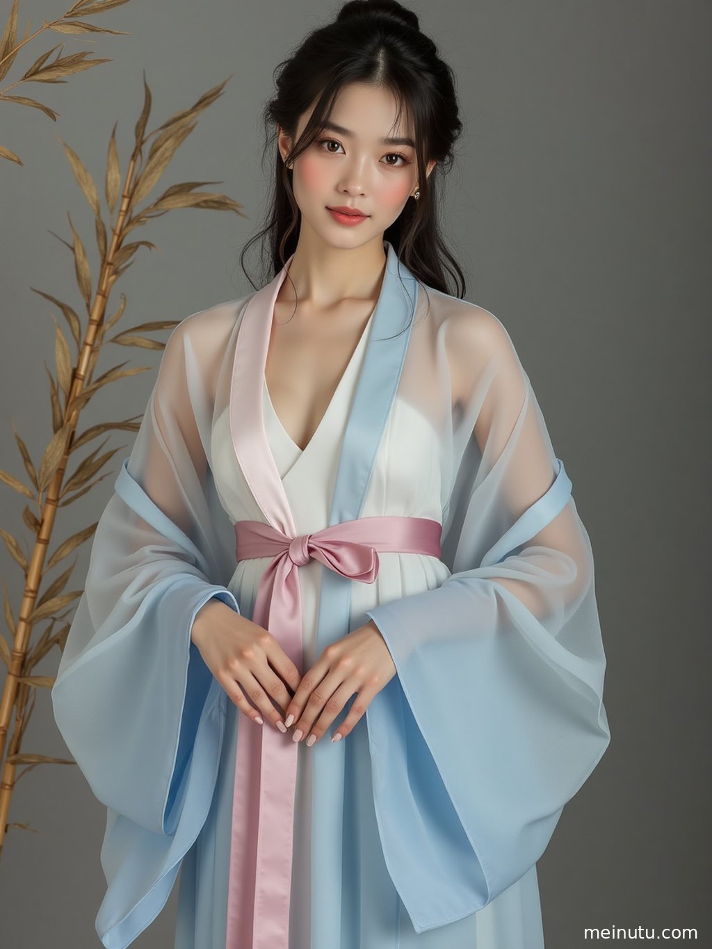 整组汉服唐制写真图集展示，自然光下的极简棚拍风格，呈现东方古典韵味。