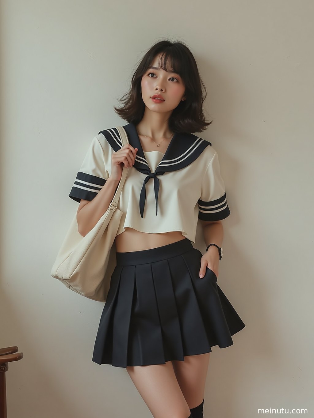 三分法构图下的JK制服鞋，光影自然，质感十足。
