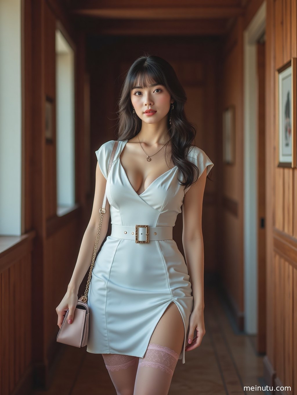 长腿美女 复古走廊 清透高光近景细节展示服饰面料、配色与画面质感。
