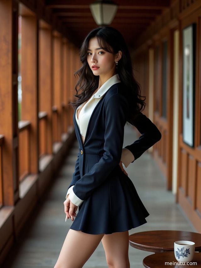 成年女性以全身构图呈现丝袜美腿造型，画面突出服饰轮廓与整体氛围。
