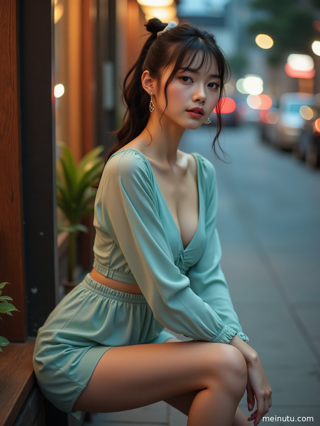 成年女性置身主题场景中，画面强调美腿丝袜 窗边 电影感光影的柔和光线与高清画质。