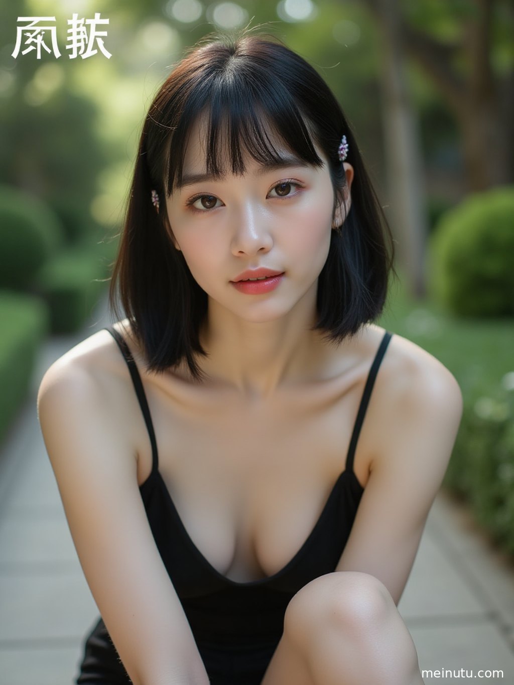 电影感光影下的年轻成年女性，眼神宁静，背景虚化，高清壁纸。