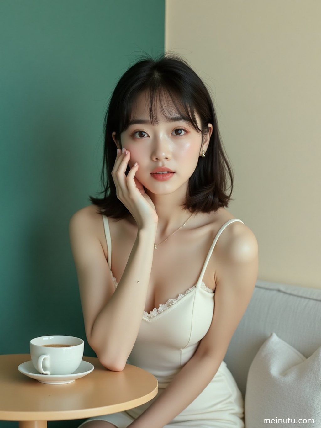 电脑桌面壁纸，自然光线营造的温馨氛围，展现了成年女子柔美的一面。